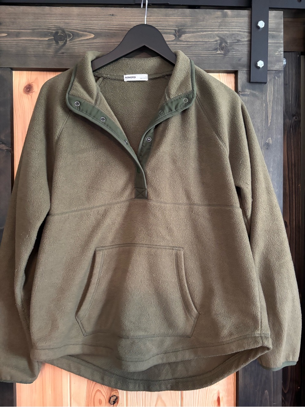Sonoma Olive Green Fleece Pullover Shirt Jacket